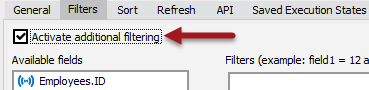 Activate additional filters checkbox.